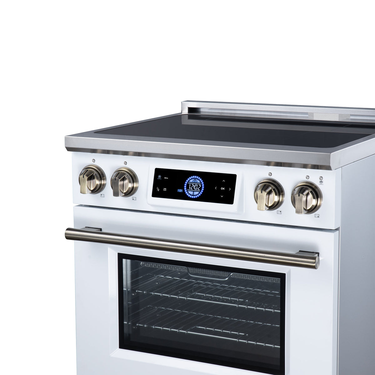 Forno Maximus 30-Inch Induction Range FFSIN0968-30 – White – Induction Range FFSIN0968 30WHT Right Angle Close Up 2026 08 17