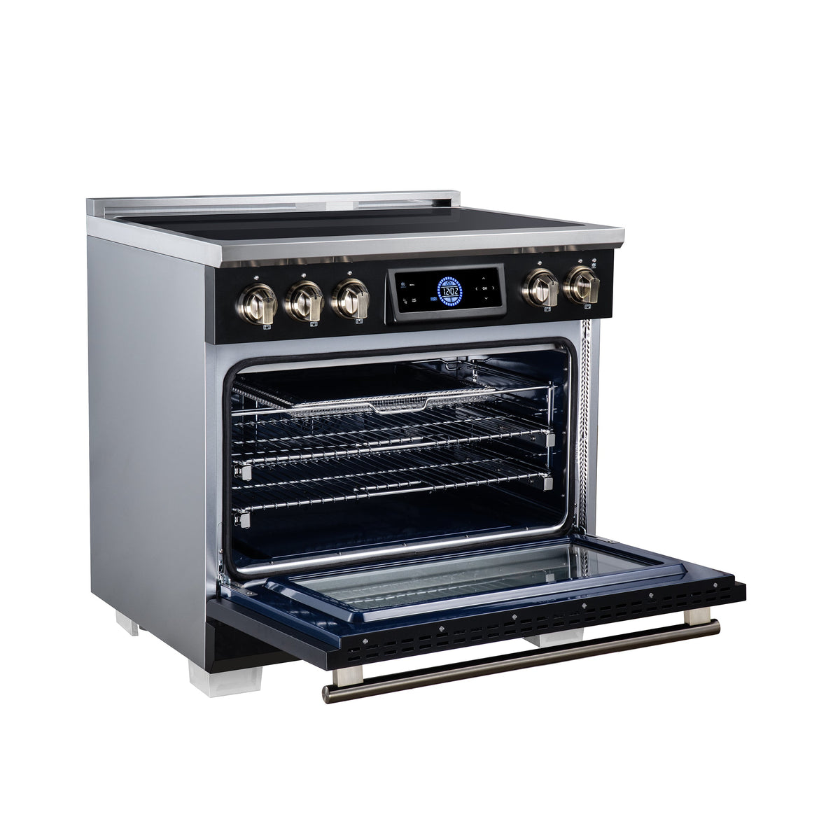 Forno Maximus 36-Inch Induction Range FFSIN0968-36 – Black – Induction Range FFSIN0968 36BLK Left Angle Open 2026 08 17