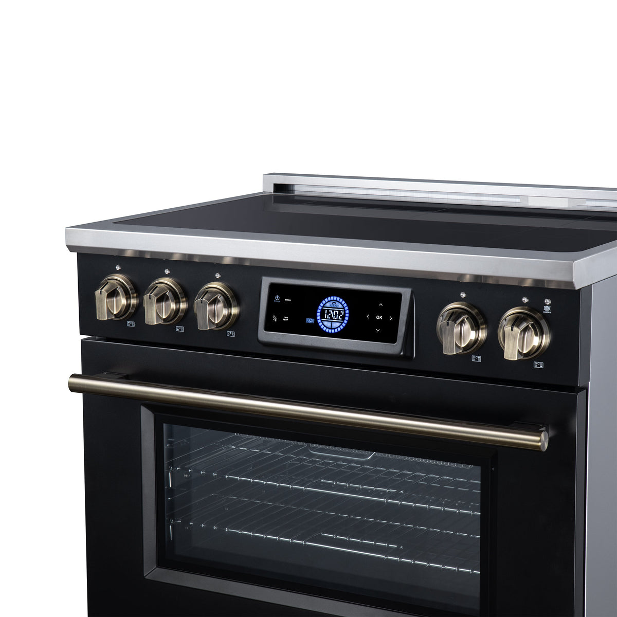 Forno Maximus 36-Inch Induction Range FFSIN0968-36 – Black – Induction Range FFSIN0968 36BLK Right Angle Close Up 2026 08 17