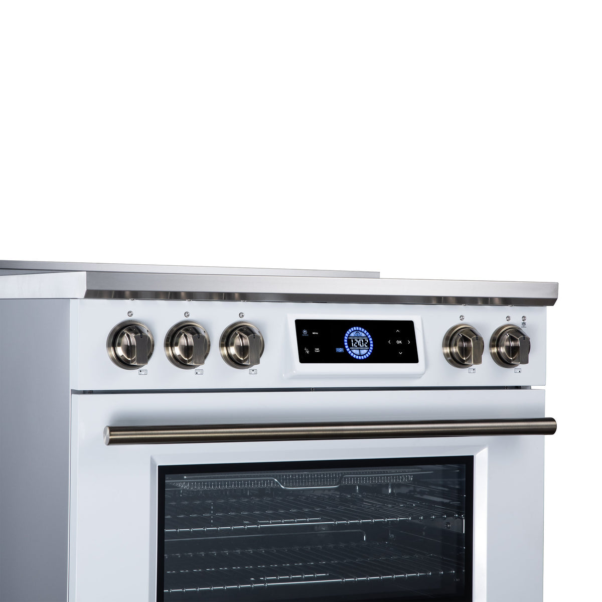 Forno Maximus 36-Inch Induction Range FFSIN0968-36 – White – Induction Range FFSIN0968 36WHT Control Panel Left Angle 2026 08 17