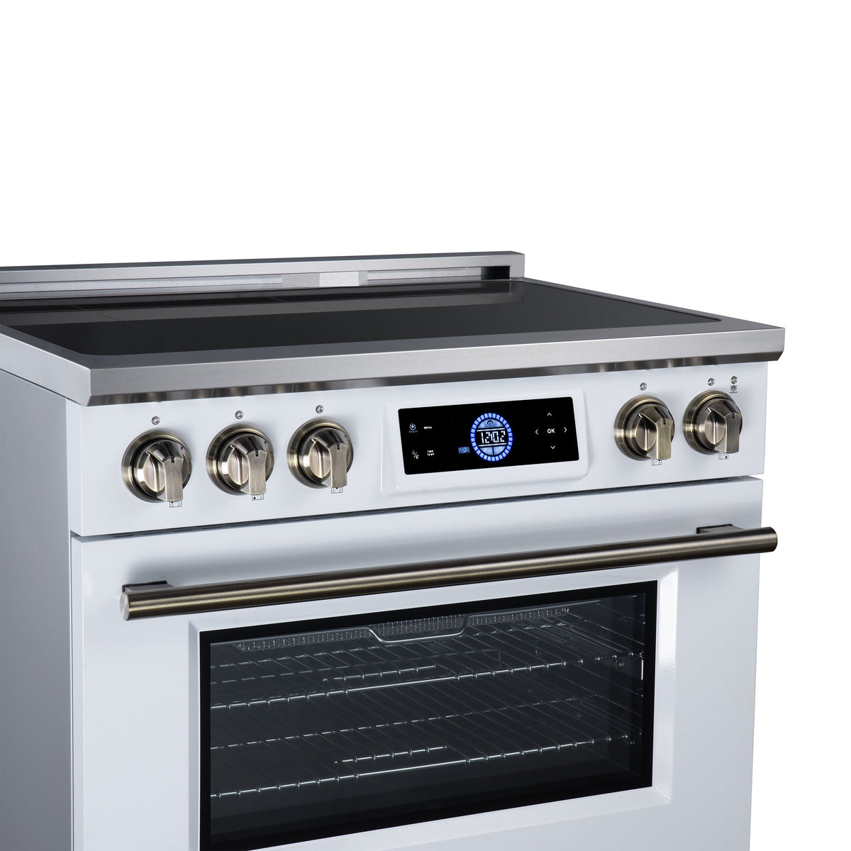 Forno Maximus 36-Inch Induction Range FFSIN0968-36 – White – Induction Range FFSIN0968 36WHT Left Angle Close Up 2026 08 17