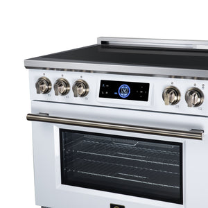 Forno Maximus 36-Inch Induction Range FFSIN0968-36 – White – Induction Range FFSIN0968 36WHT Right Angle Close Up 2026 08 17