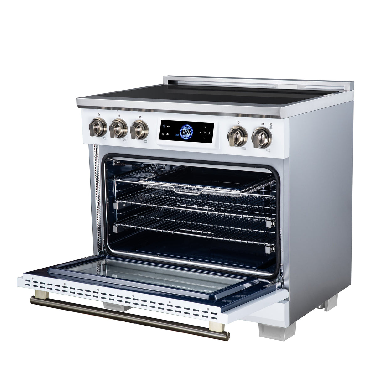 Forno Maximus 36-Inch Induction Range FFSIN0968-36 – White – Induction Range FFSIN0968 36WHT Right Angle Open 2026 08 17