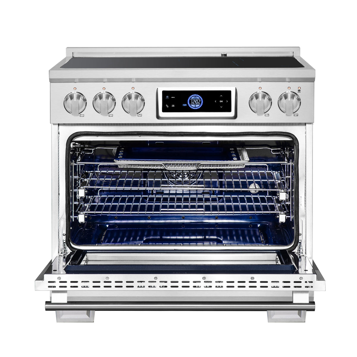 Forno Maximus 36-Inch Induction Range FFSIN0968-36 – Stainless Steel – Induction Range FFSIN0968 36 Front Opened 2025 06 27