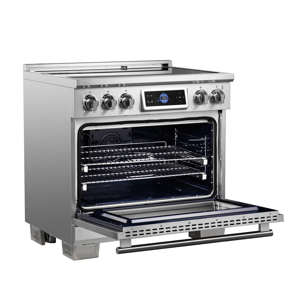 Forno Maximus 36-Inch Induction Range FFSIN0968-36 – Stainless Steel – Induction Range FFSIN0968 36 Left Angle Opened 2025 06 27
