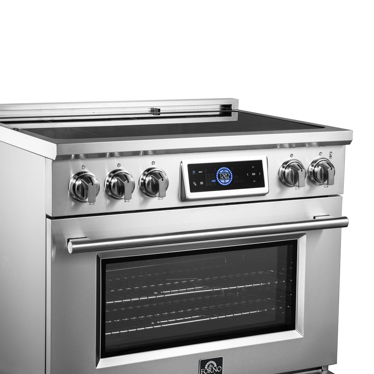 Forno Maximus 36-Inch Induction Range FFSIN0968-36 – Stainless Steel – Induction Range FFSIN0968 36 V1 6 Left Angle Controls Cooktop 06 05 2025