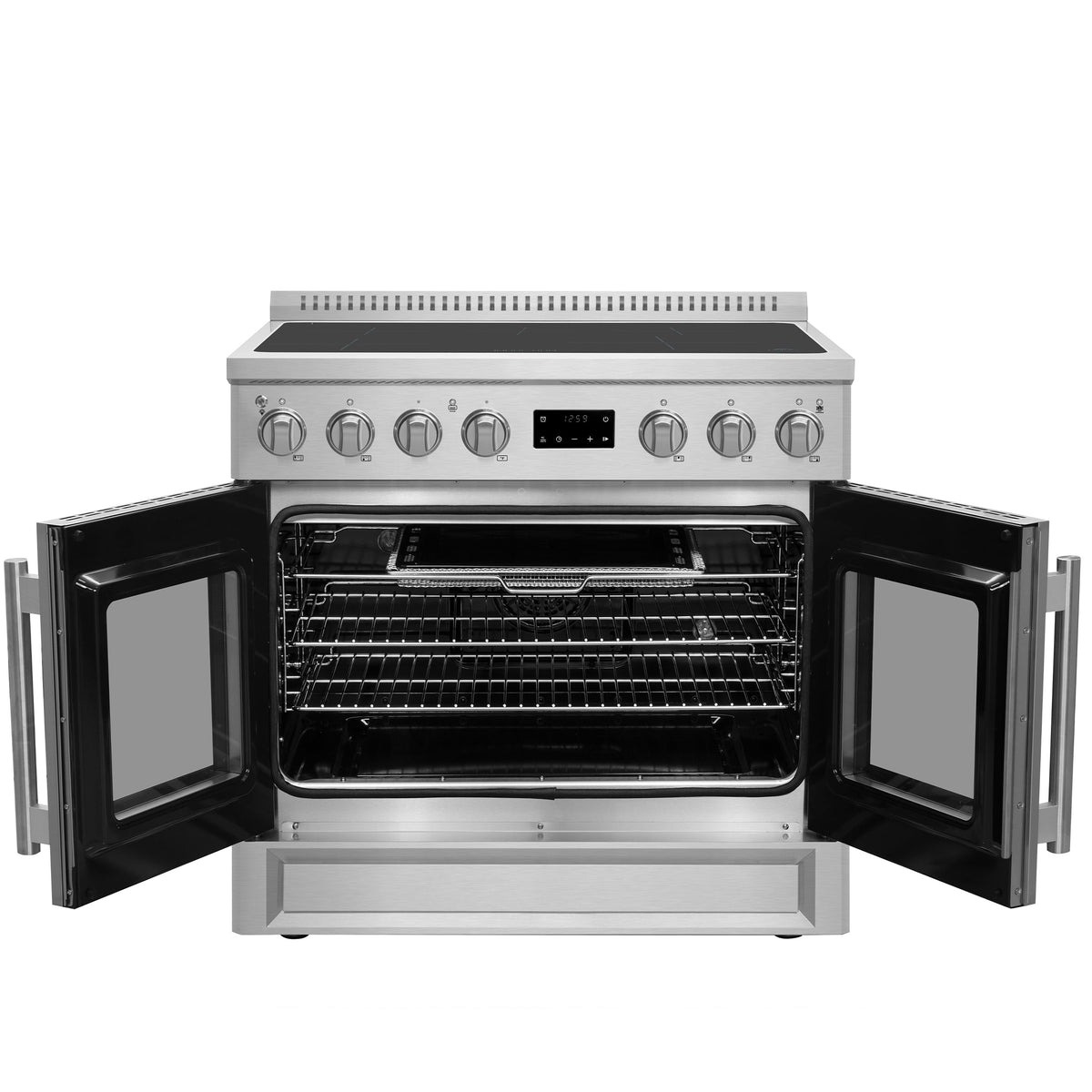 Forno Torino 36-Inch Induction Range FFSIN0950-36 – Stainless Steel – Induction range FFSIN0950 36 Front opened 2025 06 04