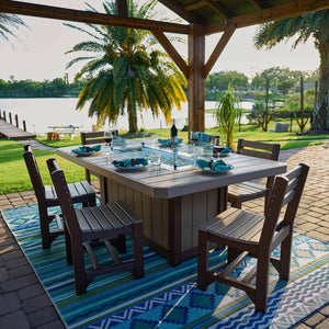 Luxcraft 79-inch Lumin rectangular fire table with coordinating chairs