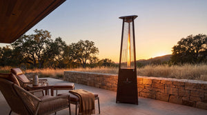 Lava Heat Italia Lava Lite patio heater in Heritage Bronze - outdoor setting