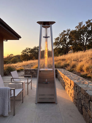 Lava Heat Italia Lava Lite patio heater in Stainless Steel - outdoor setting