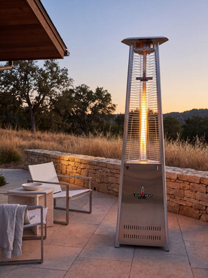 Lava Heat Italia Lava Lite patio heater in Stainless Steel - outdoor setting