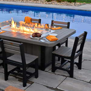 Luxcraft 79-inch Lumin fire table with illuminated burner and wind guard