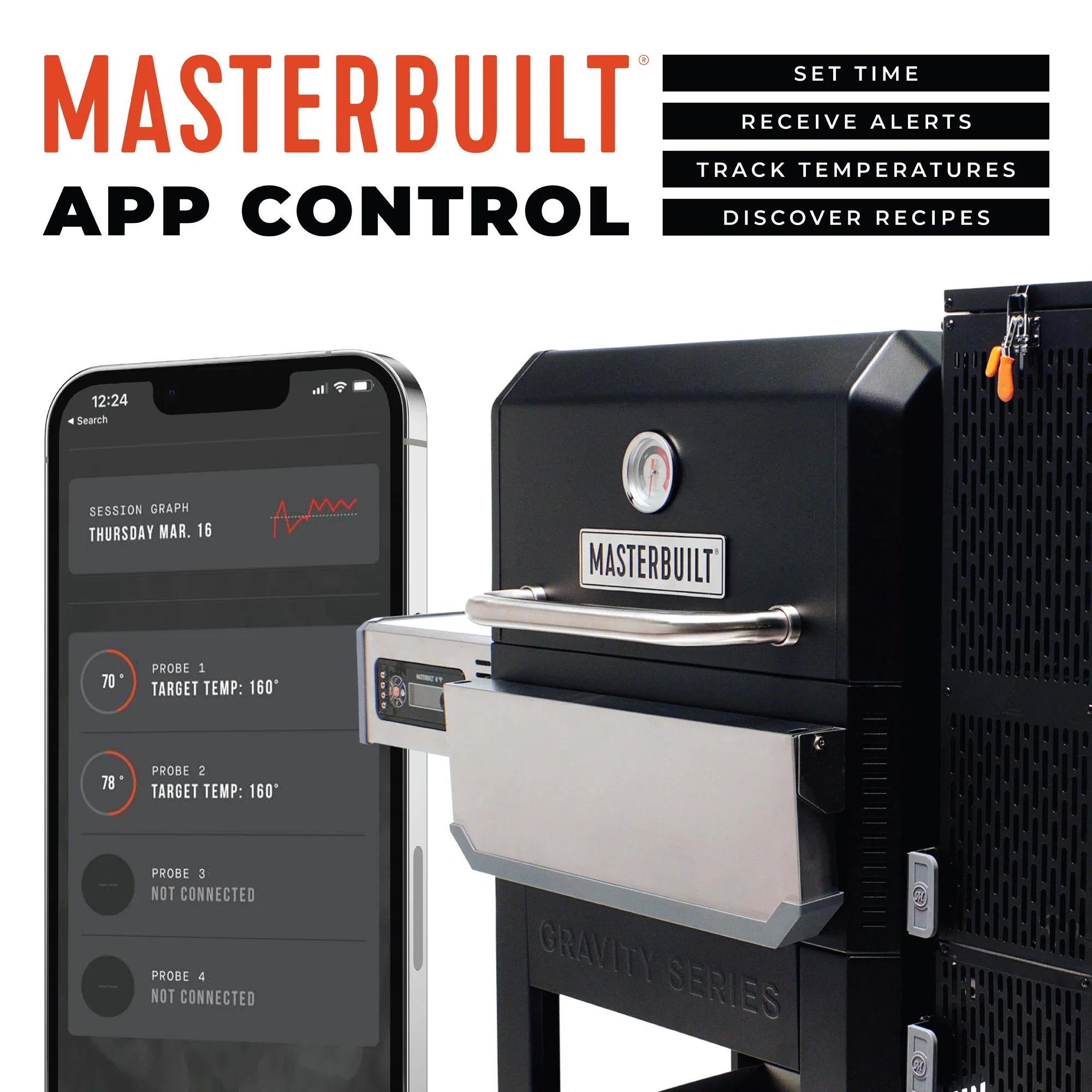 Masterbuilt app controlling Gravity Series 800 charcoal grill