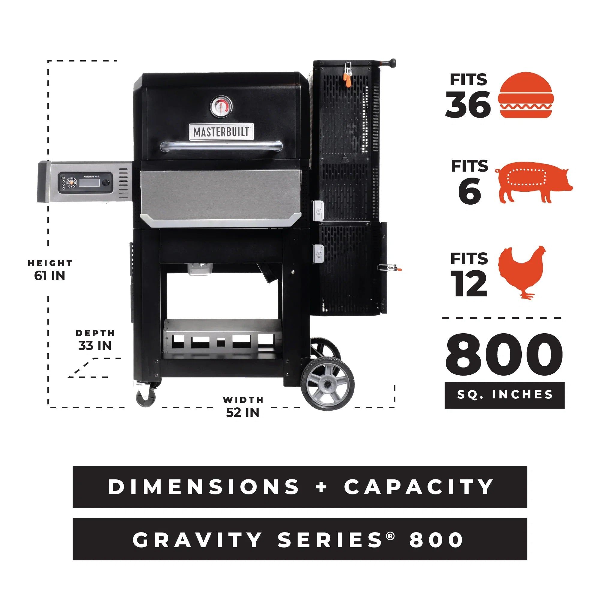 Masterbuilt Gravity Series 800 Charcoal Griddle, Grill & Smoker – alternate product view 7