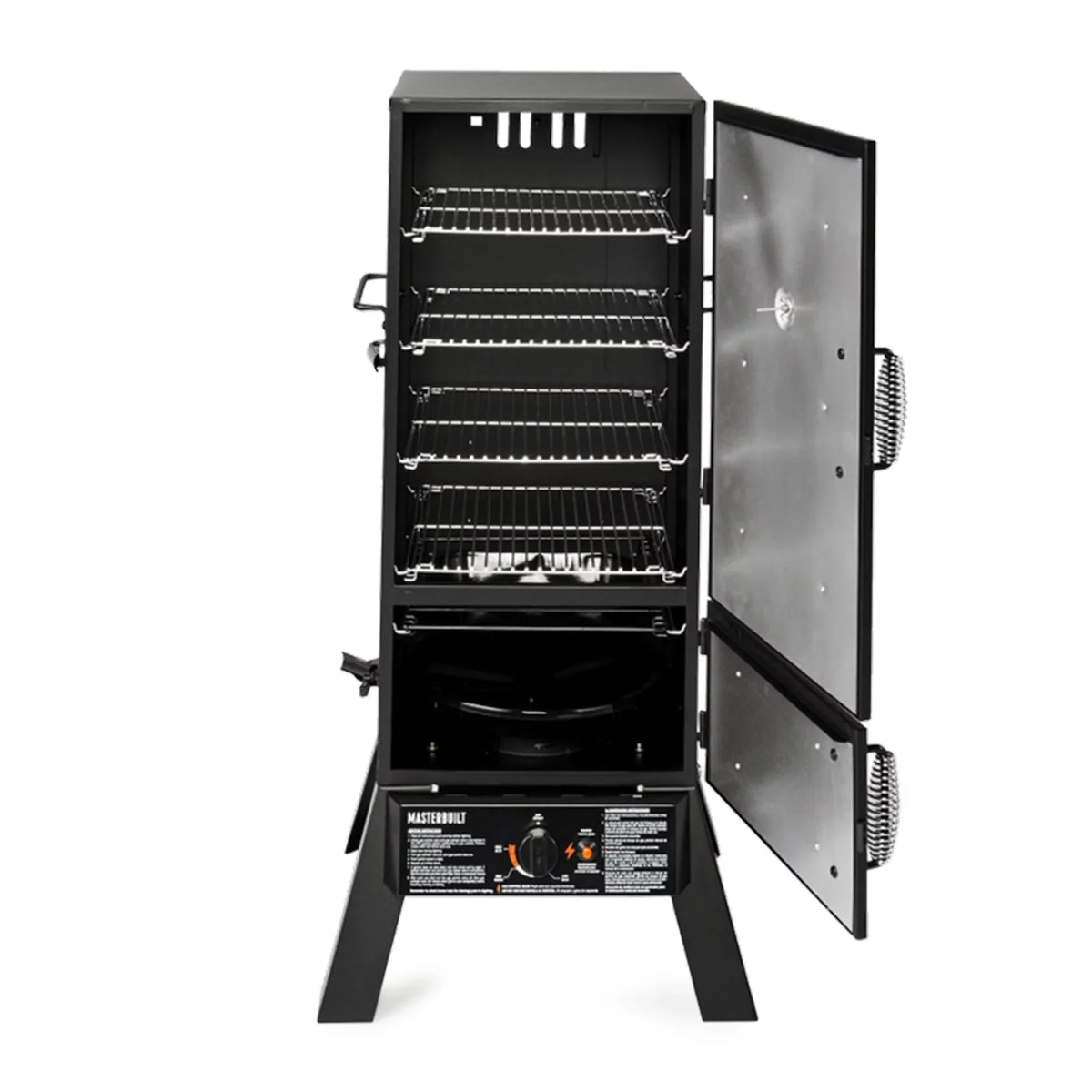 Open Masterbuilt 30-Inch Dual Fuel Propane and Charcoal Smoker