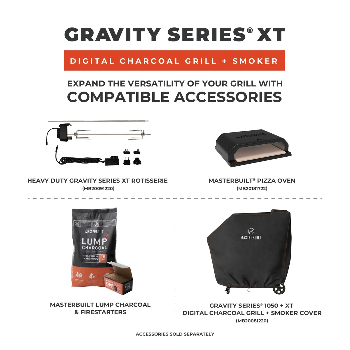 Compatible accessories for Masterbuilt Gravity Series XT Digital Charcoal Grill & Smoker