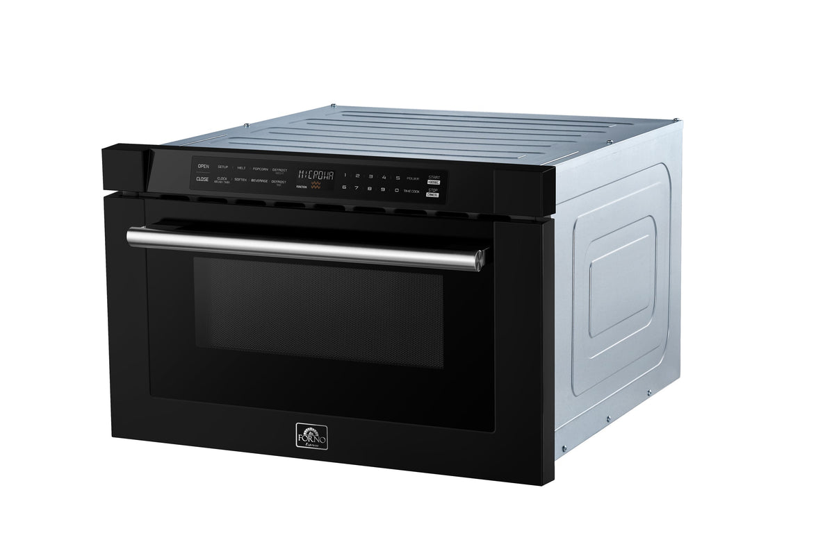 Forno Capoliveri 24-Inch Microwave Drawer FMWDR3000-24 – Black – Microwave FMWDR3000 24BLK 2024 08 Angled Right V1