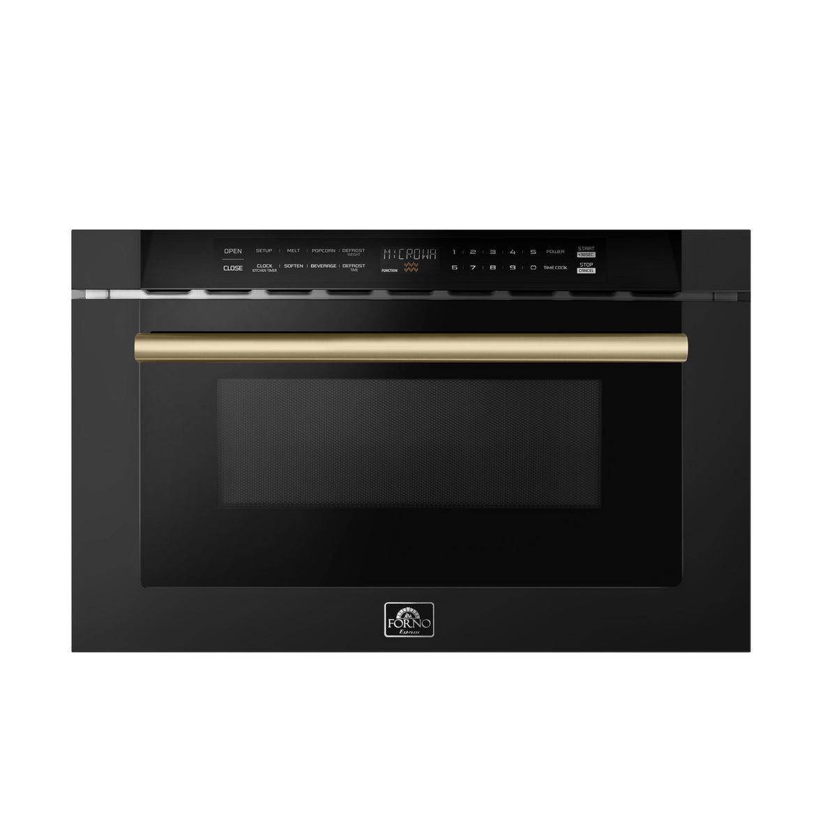 Forno Capoliveri 24-Inch Microwave Drawer FMWDR3000-24 – Black – Microwave FMWDR3000 24BLK 2024 08 Front Antique Brass V1