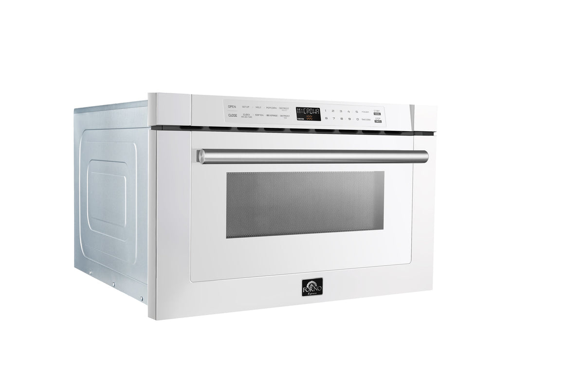 Forno Capoliveri 24-Inch Microwave Drawer FMWDR3000-24 – White – Microwave FMWDR3000 24WHT 2024 08 Angled Left V1