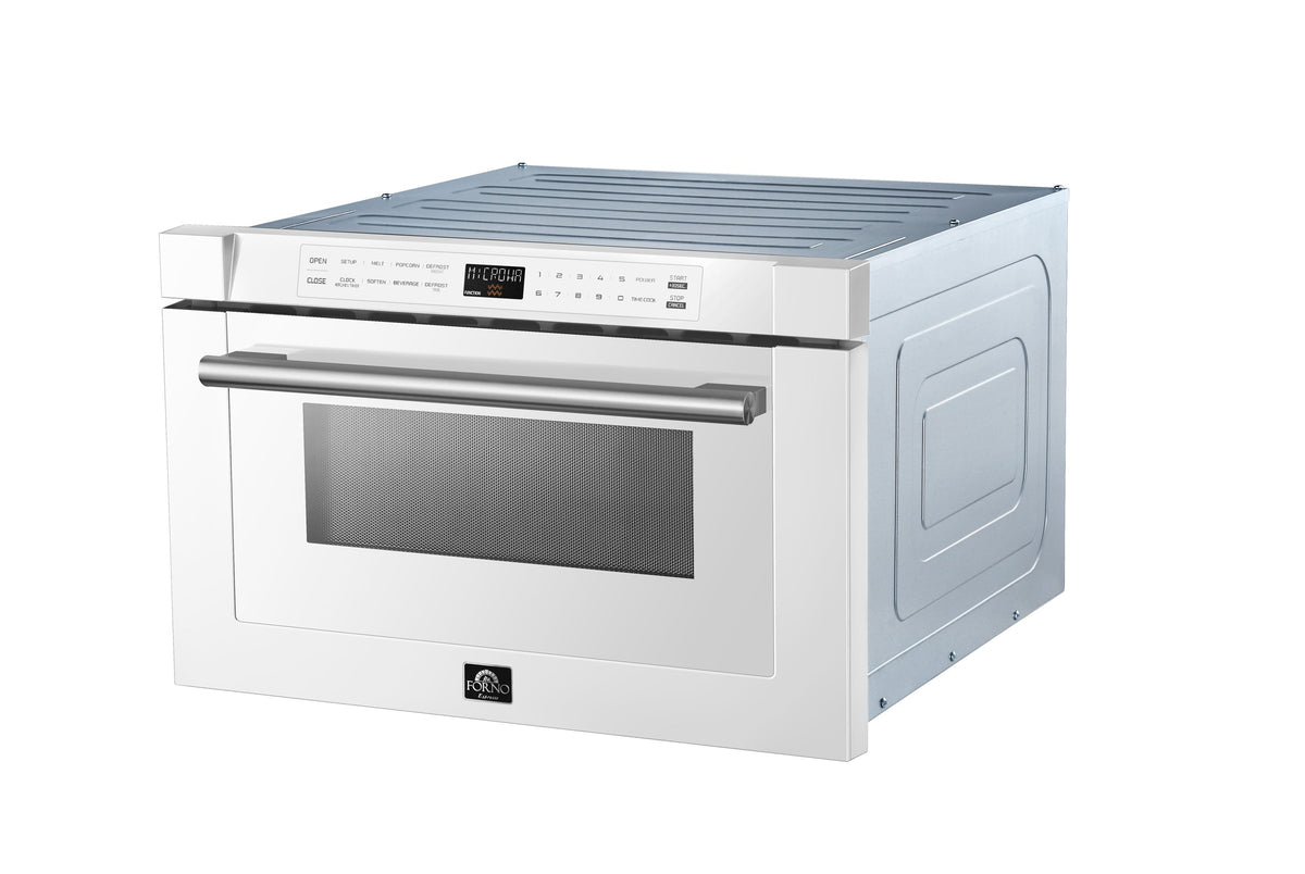 Forno Capoliveri 24-Inch Microwave Drawer FMWDR3000-24 – White – Microwave FMWDR3000 24WHT 2024 08 Angled Right V1