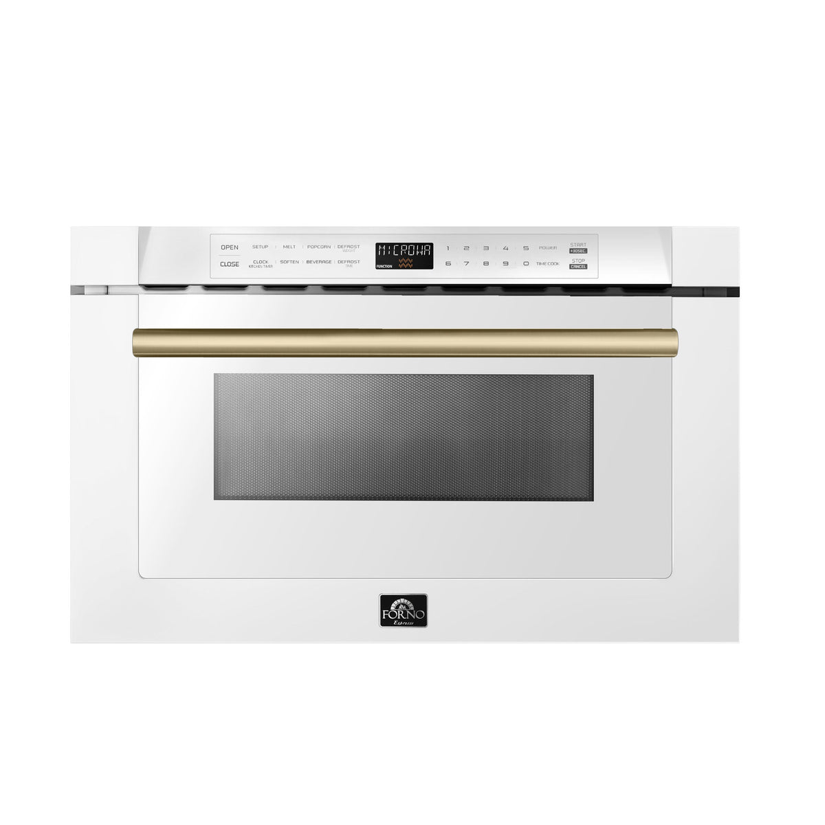 Forno Capoliveri 24-Inch Microwave Drawer FMWDR3000-24 – White – Microwave FMWDR3000 24WHT 2024 08 Front Antique Brass V1