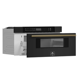Forno Capoliveri 30-Inch Microwave Drawer FMWDR3000-30 – Black – Microwave FMWDR3000 30BLK 2024 09 Angle Open