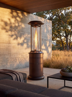 Lava Heat Italia Milano patio heater in Heritage Bronze - outdoor setting