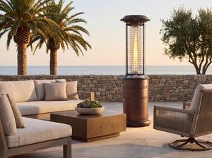 Lava Heat Italia Milano patio heater in Heritage Bronze - outdoor setting