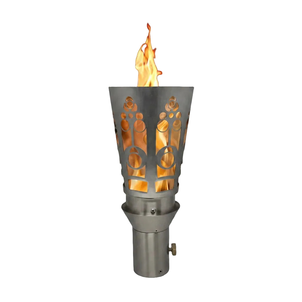 Wide Mosaic Fire Torch in 304 stainless steel for natural gas or propane outdoor use