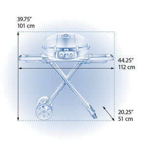 Napoleon TravelQ PRO285X Propane Grill with Scissor Cart - Napoleon portable outdoor grill product and lifestyle image