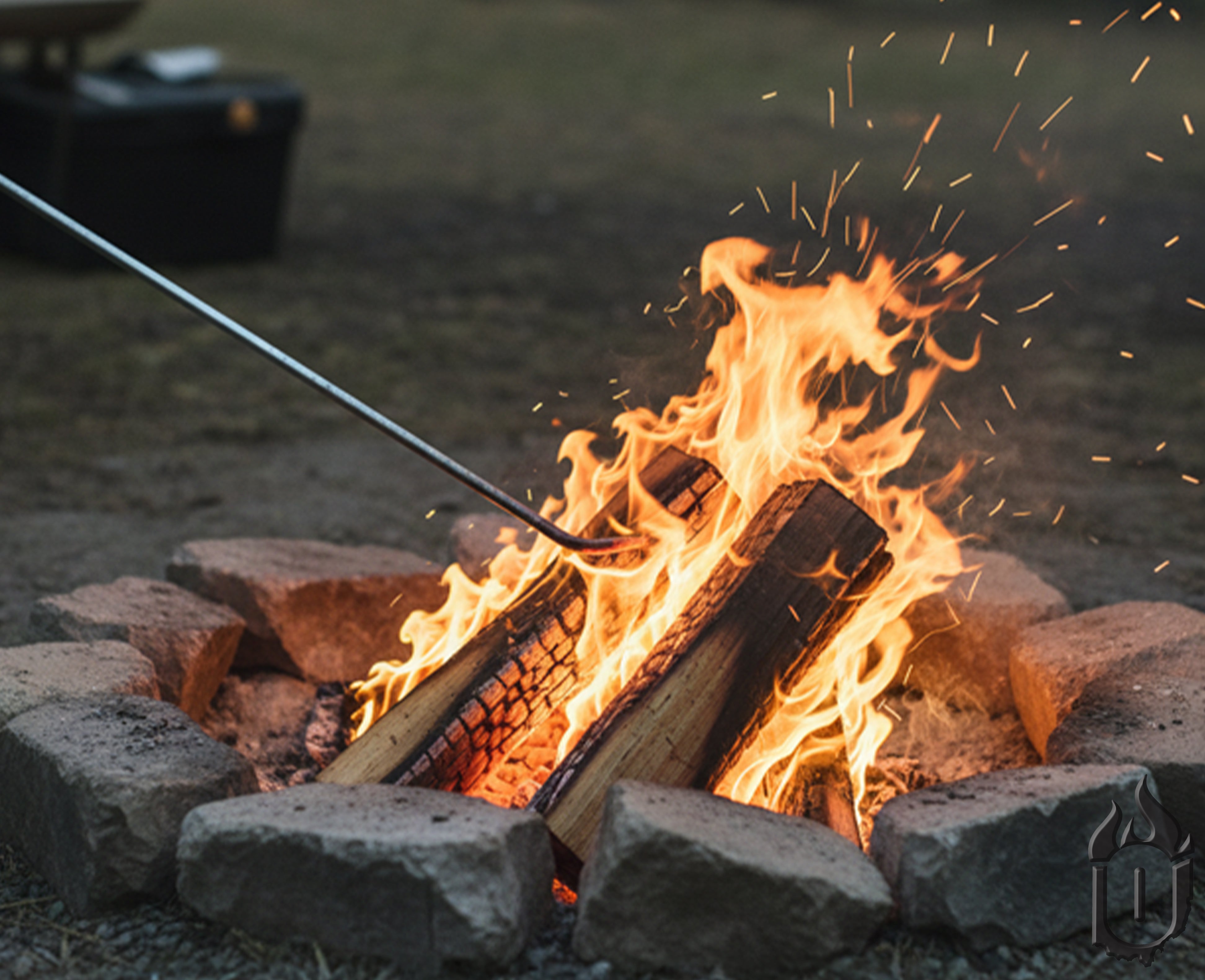 Hand-Forged American Steel Fire Poker – Heavy Duty Campfire Tool (Made in USA)