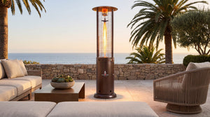Lava Heat Italia Opus patio heater in Heritage Bronze - outdoor setting