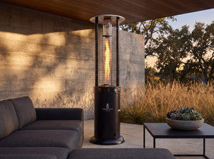 Lava Heat Italia Opus patio heater in Hammered Black - outdoor setting