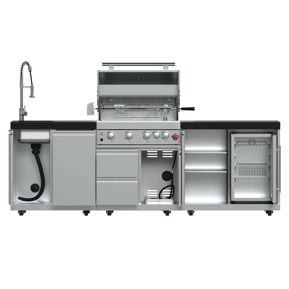 Forno Bulnes 30-Inch Outdoor Kitchen Set FODKT2506BLK – Black – Outdoor Kitchen FODKT2506BLK 2 Front Door Open
