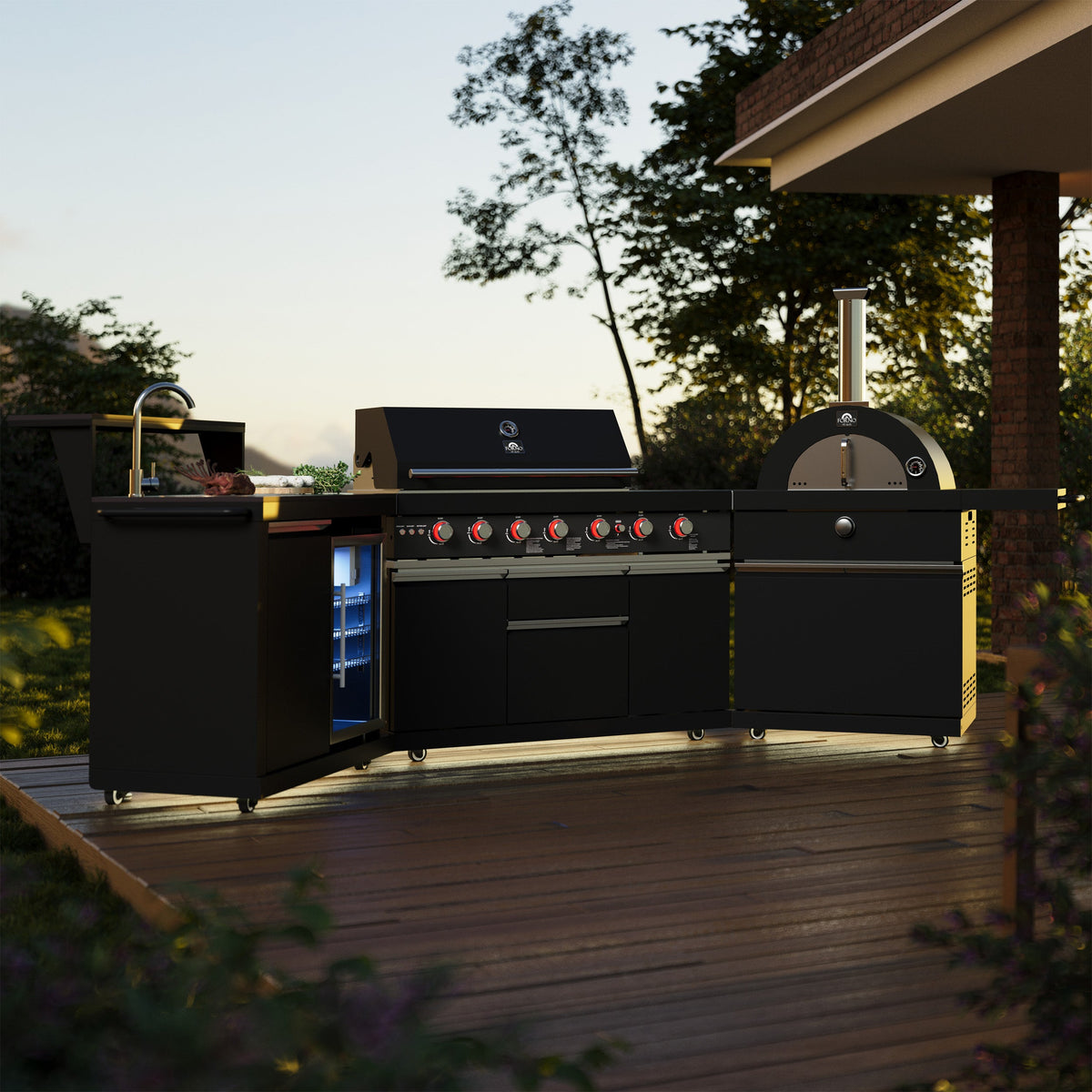 Forno Aperto Outdoor Kitchen Set FODKT2551BLK – Black – Outdoor Kitchen FODKT2551BLK V1 Lifestyle 2024 10