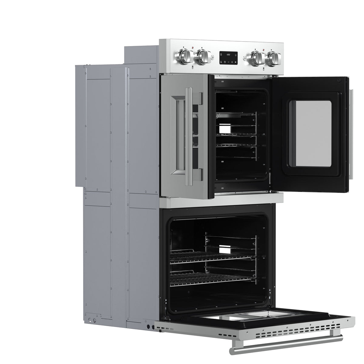 Forno Asti 30-Inch Double Wall Oven FBOEL1340-30 – Stainless Steel – Oven FBOEL1340 30 V2 Angle Open
