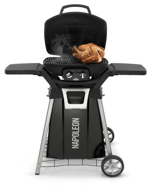 Napoleon TravelQ PRO285 Grill Stand with Side Shelves - Napoleon portable outdoor grill product and lifestyle image