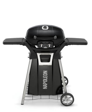 Napoleon TravelQ PRO285 Grill Stand with Side Shelves - Napoleon portable outdoor grill product and lifestyle image