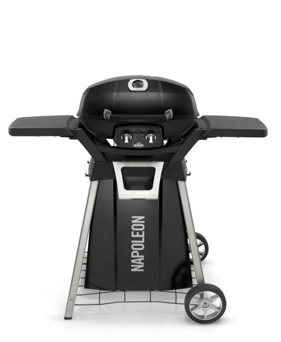Napoleon TravelQ PRO285 Grill Stand with Side Shelves - Napoleon portable outdoor grill product and lifestyle image