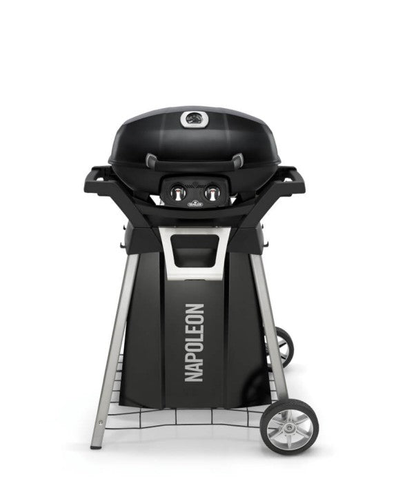 Napoleon TravelQ PRO285 Grill Stand with Side Shelves - Napoleon portable outdoor grill product and lifestyle image