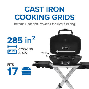 Napoleon TravelQ PRO285X Propane Grill with Scissor Cart - Napoleon portable outdoor grill product and lifestyle image