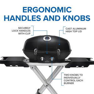 Napoleon TravelQ PRO285X Propane Grill with Scissor Cart - Napoleon portable outdoor grill product and lifestyle image