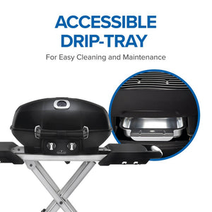 Napoleon TravelQ PRO285X Propane Grill with Scissor Cart - Napoleon portable outdoor grill product and lifestyle image