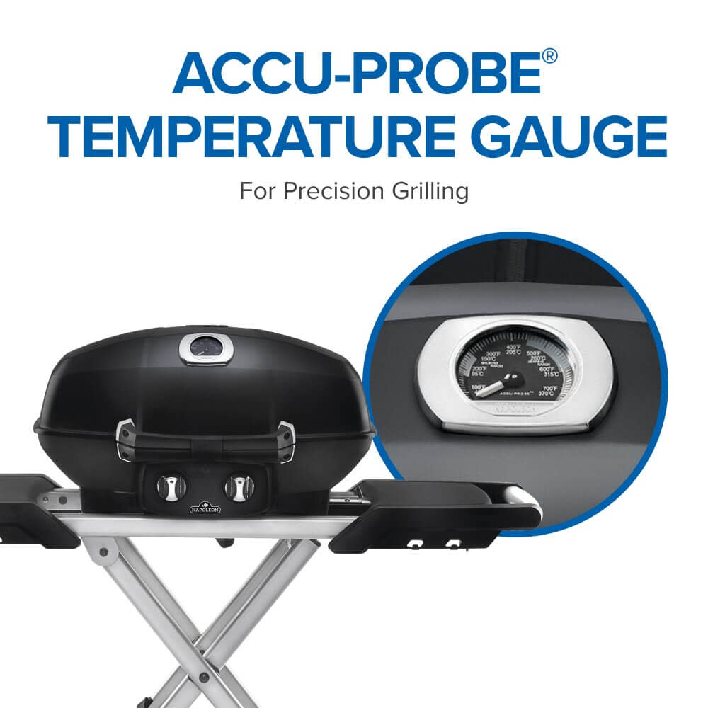Napoleon TravelQ PRO285X Propane Grill with Scissor Cart - Napoleon portable outdoor grill product and lifestyle image