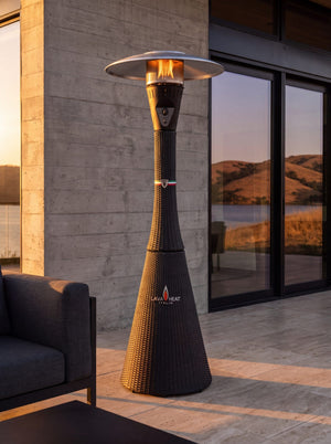 Lava Heat Italia Palermo patio heater in Charcoal Rattan - outdoor setting