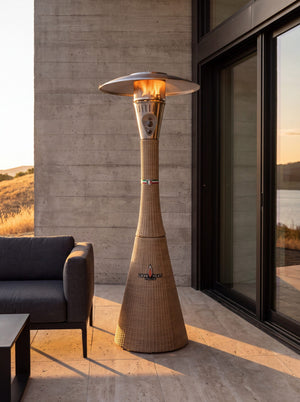 Lava Heat Italia Palermo patio heater in Natural Rattan - outdoor setting