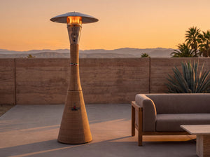 Lava Heat Italia Palermo patio heater in Natural Rattan - outdoor setting