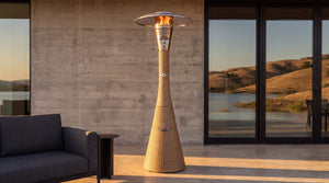 Lava Heat Italia Palermo patio heater in Natural Rattan - outdoor setting