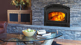 Majestic Pioneer II wood-burning fireplace with forged arch front