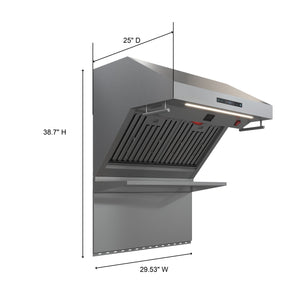 Forno Savona 30-Inch Range Hood FRHWM5029-30 – Stainless Steel – Range Hood FRHWM5029 30 V1 Measurments 2024 09 19